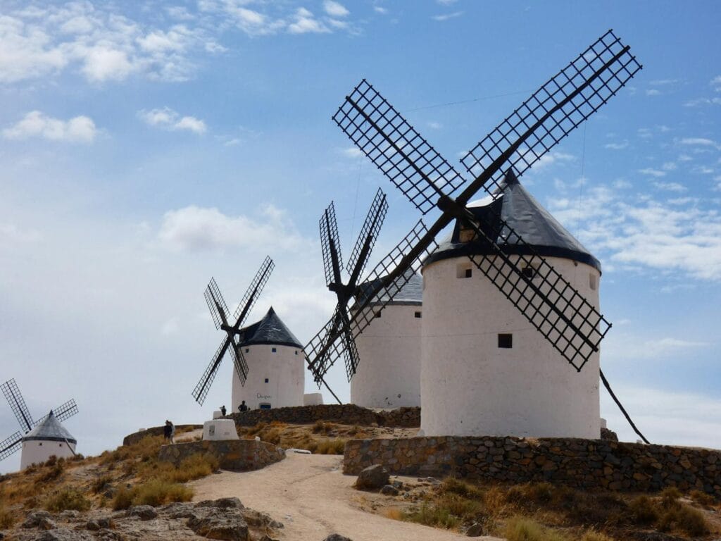windmills under blue sky